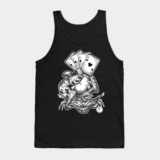 Cheshire Cat With Cards - White Outline Tank Top